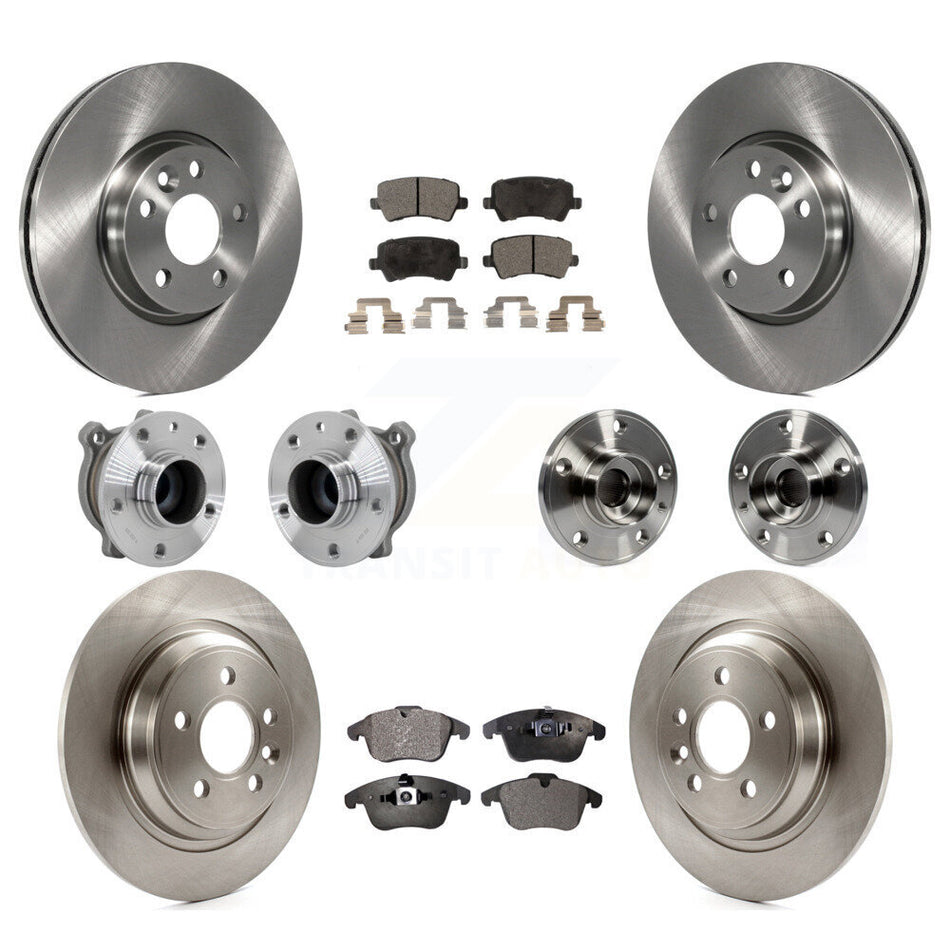 Front Rear Hub Bearings Disc Brake Rotors And Pads Kit (10Pc) For 2013-2014 Volvo S60 FWD KBB-131099