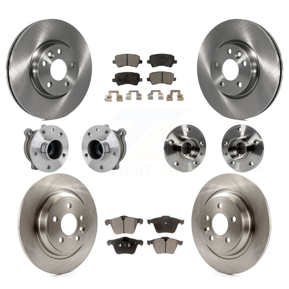 Front Rear Hub Bearings Disc Brake Rotors And Semi-Metallic Pads Kit (10Pc) For Volvo V70 KBB-131100