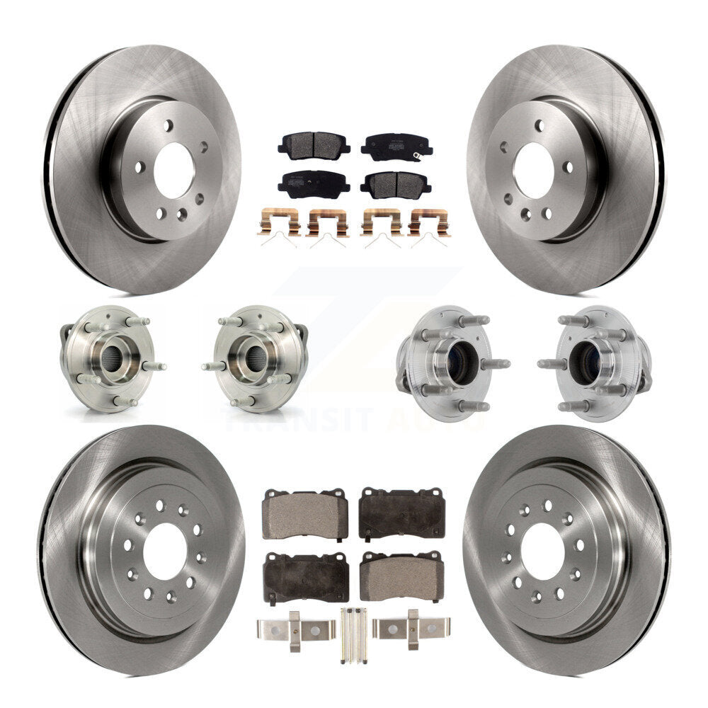 Front Rear Hub Bearing Disc Brake Rotor And Semi-Metallic Pad Kit (10Pc) For Cadillac ATS KBB-131107