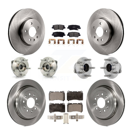 Front Rear Hub Bearing Disc Brake Rotor And Semi-Metallic Pad Kit (10Pc) For Cadillac ATS KBB-131107