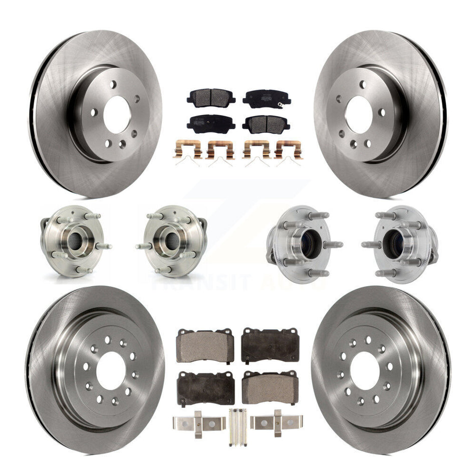 Front Rear Hub Bearing Disc Brake Rotor And Semi-Metallic Pad Kit (10Pc) For Cadillac ATS KBB-131107