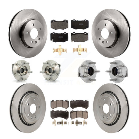 Front Rear Hub Bearings Disc Brake Rotors And Pads Kit (10Pc) For Cadillac ATS V with RWD KBB-131108