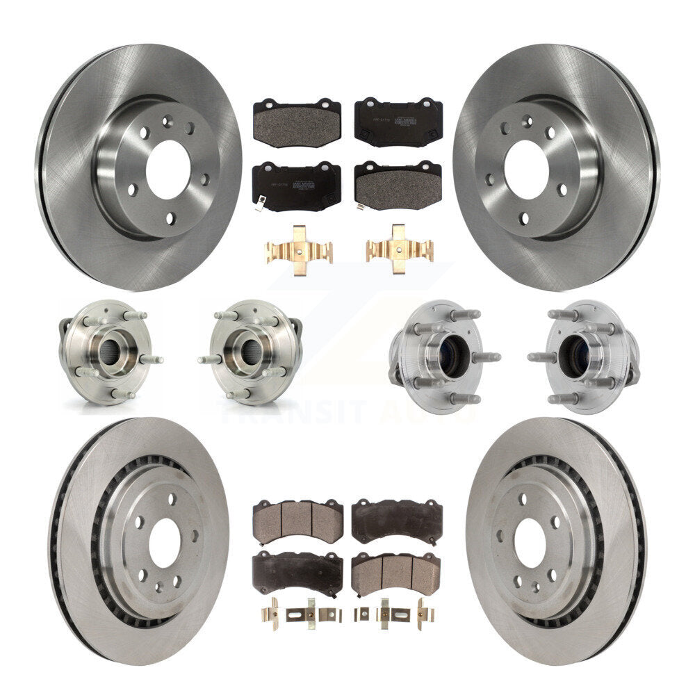 Front Rear Hub Bearing Disc Brake Rotor & Pad Kit (10Pc) For 2017 Cadillac ATS V with RWD KBB-131109