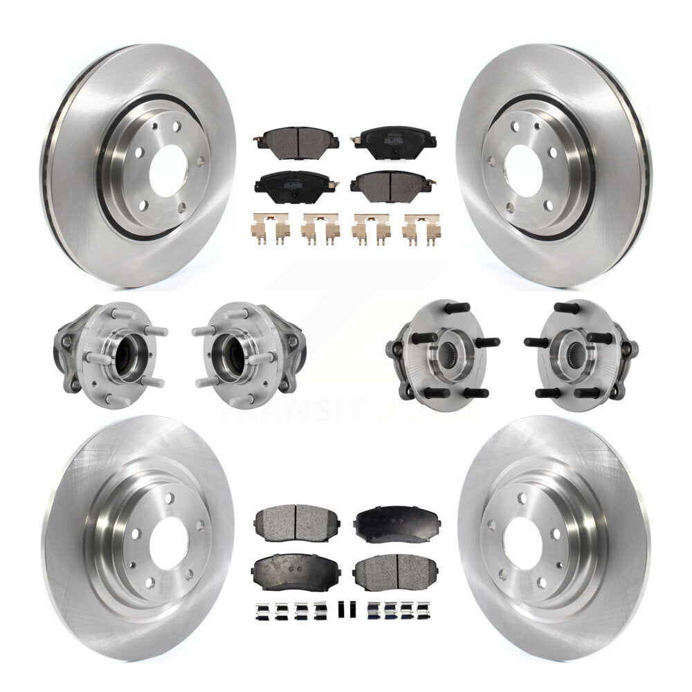 Front Rear Hub Bearing Disc Brake Rotors And Pads Kit (10Pc) For 2016-2021 Mazda CX-9 FWD KBB-131112