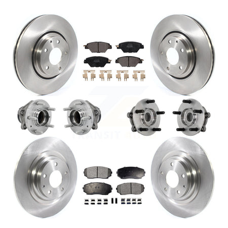Front Rear Hub Bearing Disc Brake Rotors And Pads Kit (10Pc) For 2016-2021 Mazda CX-9 FWD KBB-131112