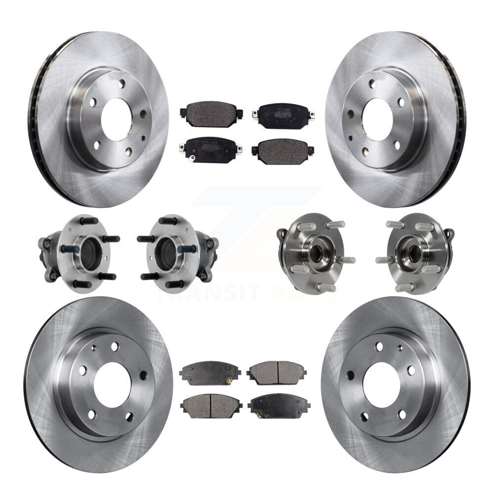 Front Rear Hub Bearing Disc Brake Rotors And Pads Kit (10Pc) For 2019-2021 Mazda CX-3 FWD KBB-131114