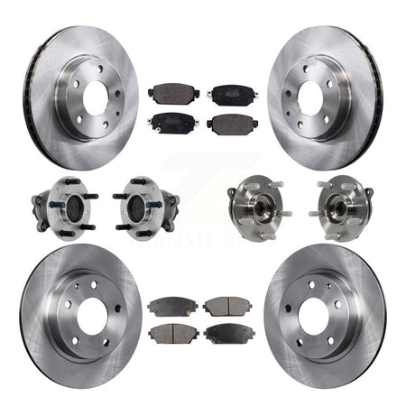 Front Rear Hub Bearing Disc Brake Rotors And Pads Kit (10Pc) For 2019-2021 Mazda CX-3 FWD KBB-131114