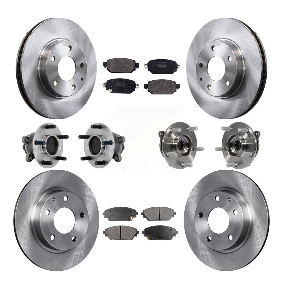 Front Rear Hub Bearing Disc Brake Rotors And Pads Kit (10Pc) For 2019-2021 Mazda CX-3 FWD KBB-131114