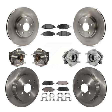 Front Rear Hub Bearing Assembly Disc Brake Rotor And Pad Kit (10Pc) For Nissan Murano AWD KBB-131126