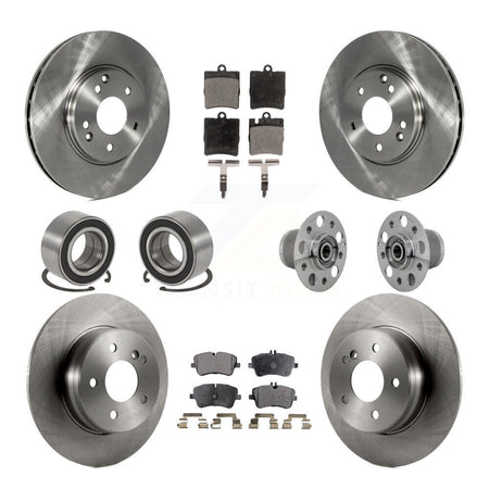Front Rear Hub Bearing Brake Rotor & Pad Shoe Kit (10Pc) For 06-07 Mercedes-Benz C350 RWD KBB-131132
