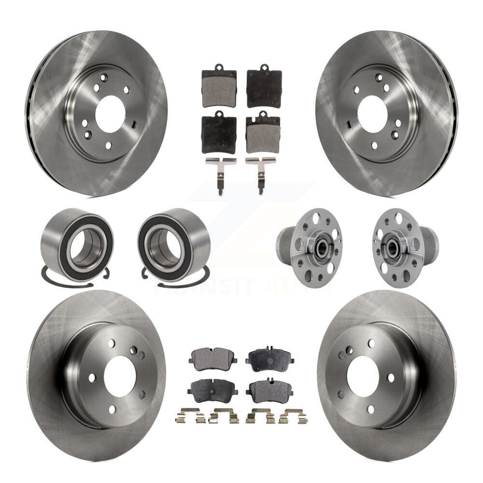 Front Rear Hub Bearing Brake Rotor & Pad Shoe Kit (10Pc) For 06-07 Mercedes-Benz C350 RWD KBB-131132