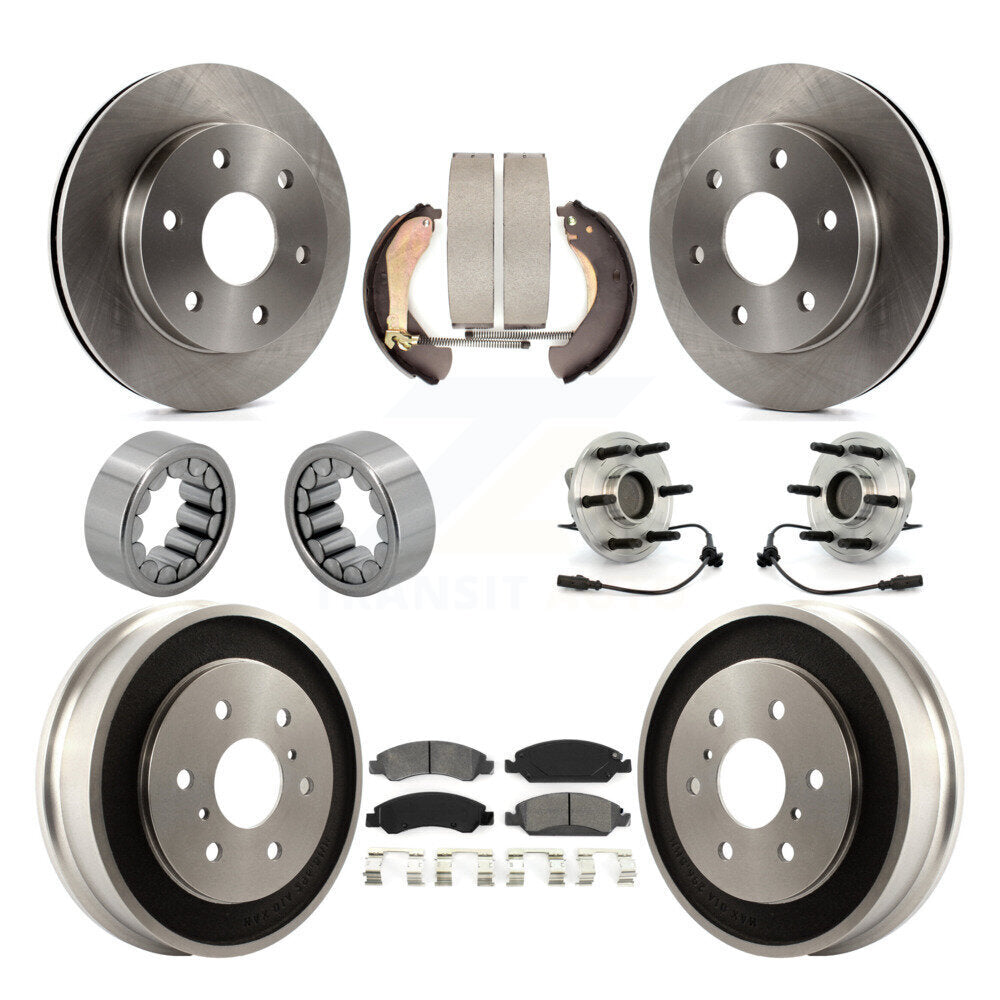 Front Rear Hub Bearings Disc Brake Rotors And Pads Shoes Kit (10Pc) For GMC Sierra 1500 KBB-131133