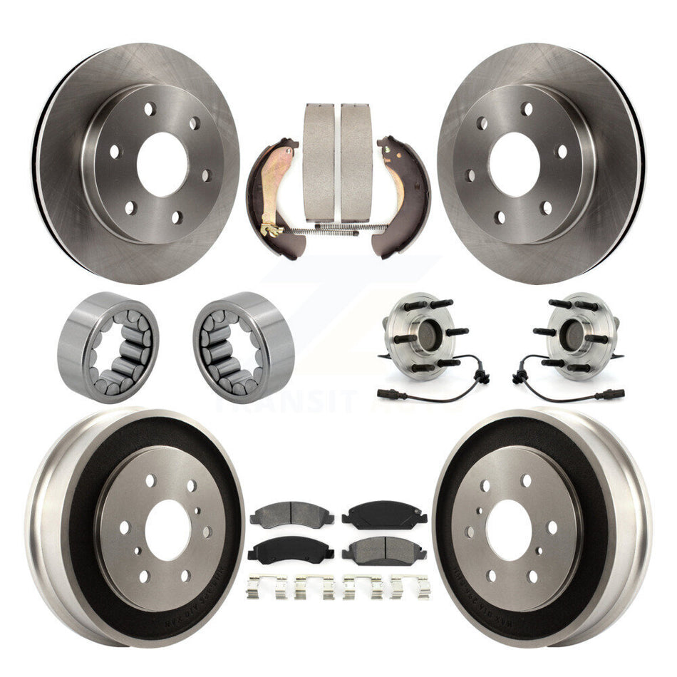 Front Rear Hub Bearings Disc Brake Rotors And Pads Shoes Kit (10Pc) For GMC Sierra 1500 KBB-131133