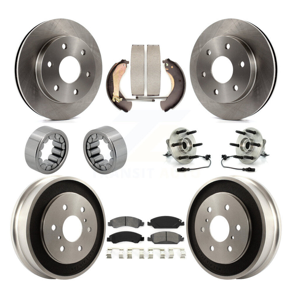 Front Rear Hub Bearings Disc Brake Rotors And Pads Shoes Kit (10Pc) For GMC Sierra 1500 KBB-131134