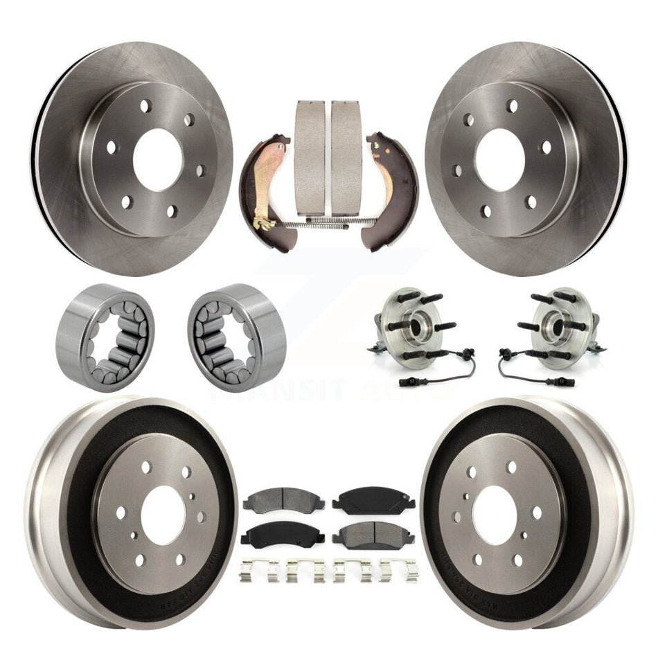 Front Rear Hub Bearings Disc Brake Rotors And Pads Shoes Kit (10Pc) For GMC Sierra 1500 KBB-131134