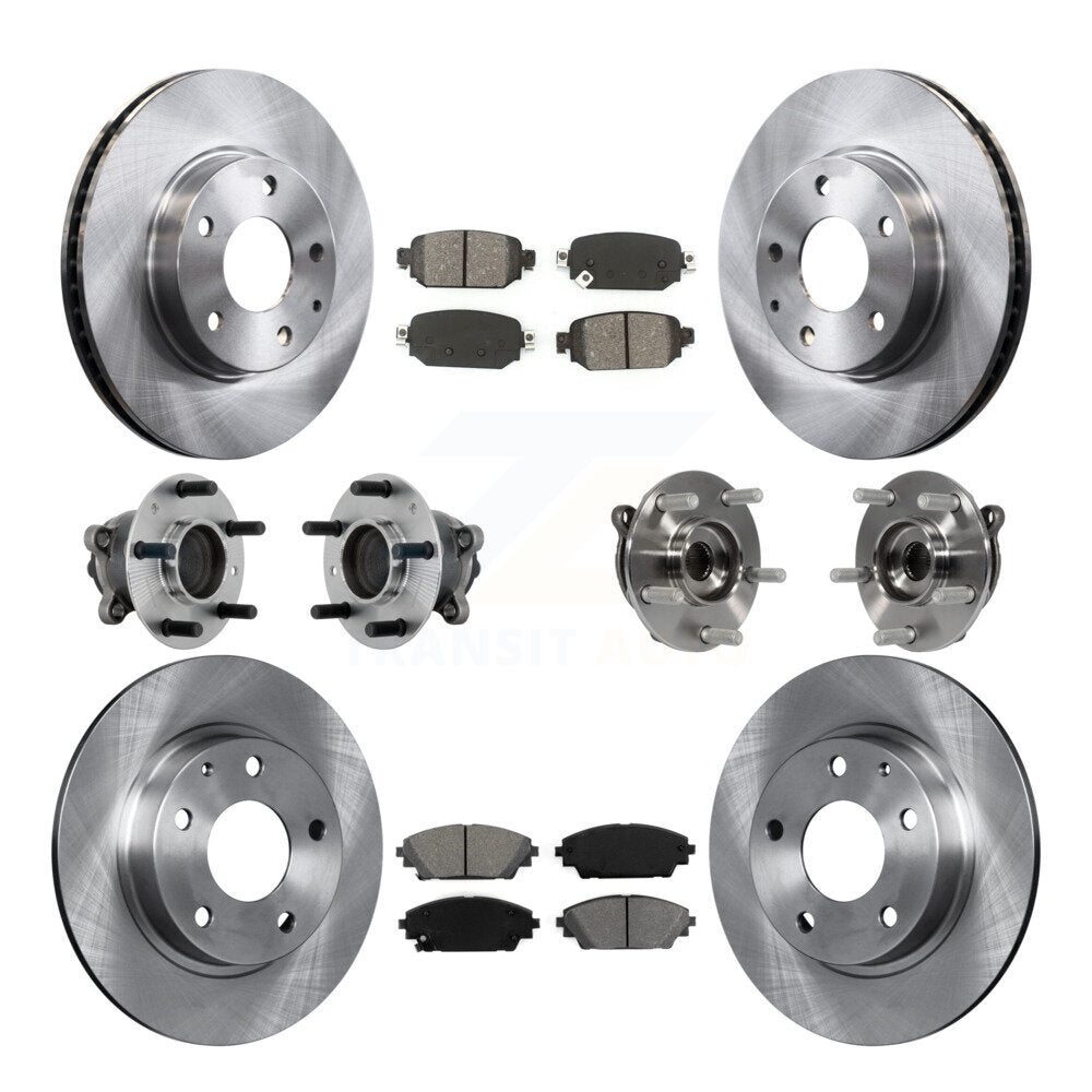 Front Rear Hub Bearing Disc Brake Rotors And Pads Kit (10Pc) For 2019-2021 Mazda CX-3 FWD KBB-131135