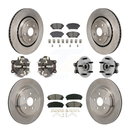 Front Rear Hub Bearing Brake Rotor And Pad Kit (10Pc) For 2020-2022 Toyota Highlander AWD KBB-131138