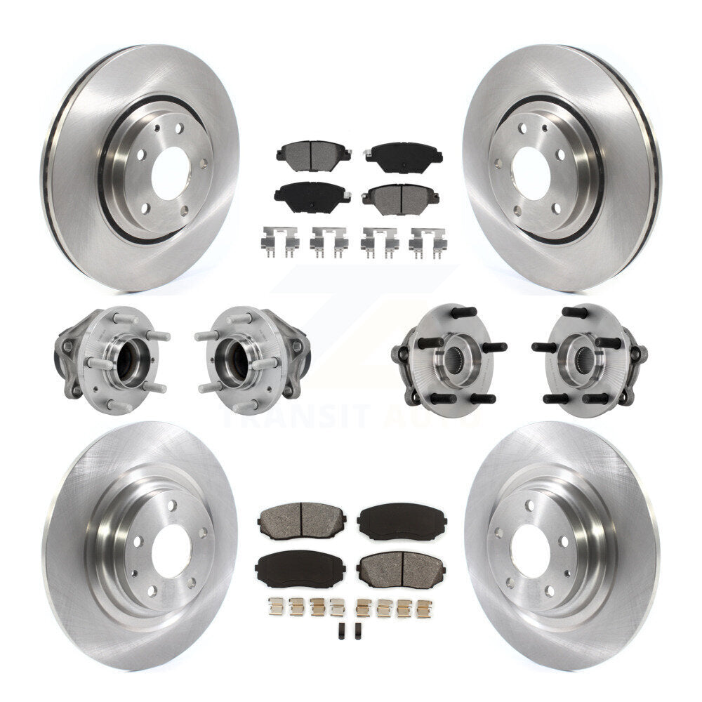 Front Rear Hub Bearing Disc Brake Rotors And Pads Kit (10Pc) For 2016-2021 Mazda CX-9 FWD KBB-131141