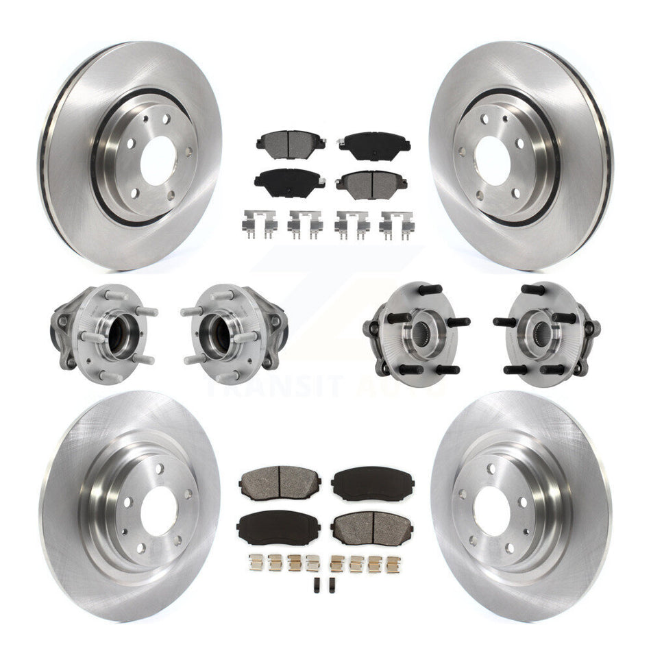 Front Rear Hub Bearing Disc Brake Rotors And Pads Kit (10Pc) For 2016-2021 Mazda CX-9 FWD KBB-131141