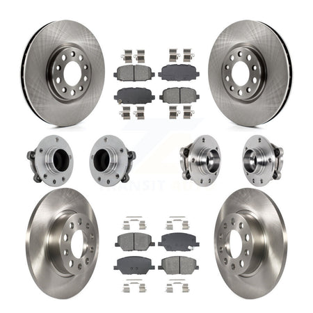 Front Rear Hub Bearing Assembly Disc Brake Rotor And Pads Kit (10Pc) For Jeep Compass FWD KBB-131142