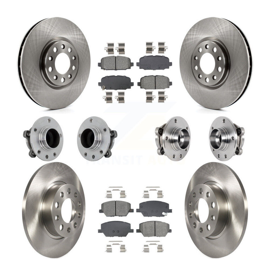 Front Rear Hub Bearing Assembly Disc Brake Rotor And Pads Kit (10Pc) For Jeep Compass FWD KBB-131142