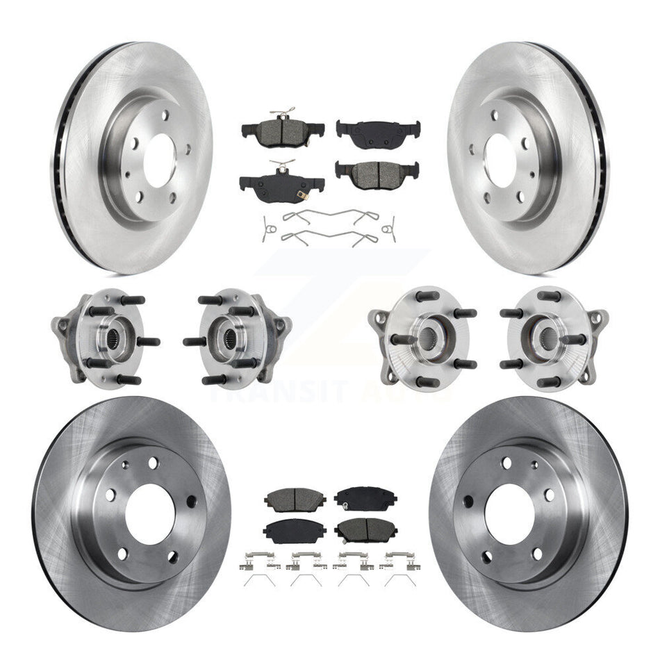 Front Rear Hub Bearing Disc Brake Rotor And Pads Kit (10Pc) For 2020-2022 Mazda CX-30 AWD KBB-131143