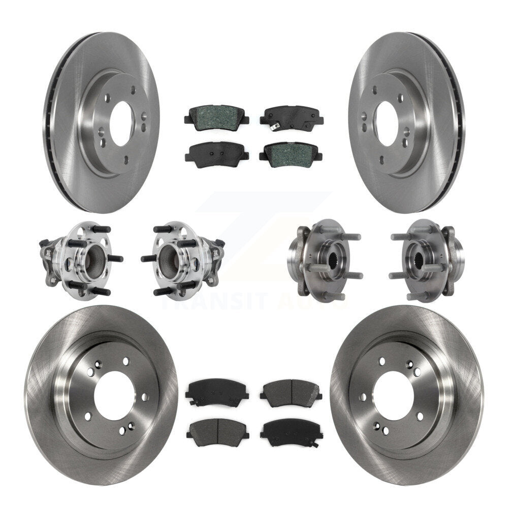 Front Rear Hub Bearings Assembly Disc Brake Rotors And Pads Kit (10Pc) For Hyundai Ioniq KBB-131146