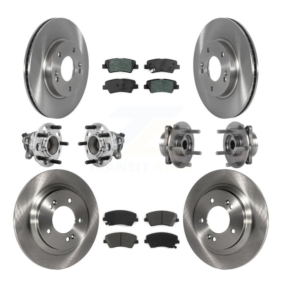 Front Rear Hub Bearings Assembly Disc Brake Rotors And Pads Kit (10Pc) For Hyundai Ioniq KBB-131146