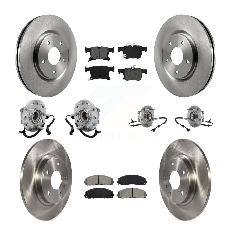 Front Rear Hub Bearing Disc Brake Rotor And Pads Kit (10Pc) For Chrysler Pacifica Voyager KBB-131147