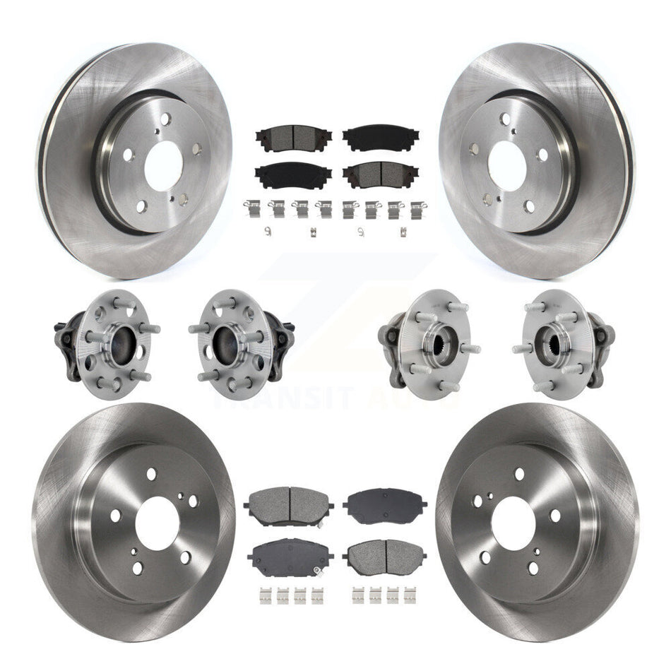 Front Rear Hub Bearing Disc Brake Rotor And Semi-Metallic Pads Kit (10Pc) For Toyota C-HR KBB-131148
