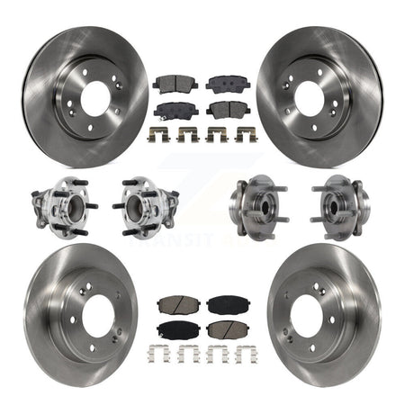 Front Rear Hub Bearing Disc Brake Rotor & Pad Kit (10Pc) For Kia Forte Hyundai Elantra GT KBB-131149