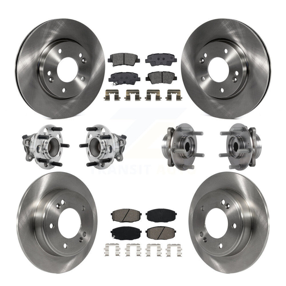 Front Rear Hub Bearing Disc Brake Rotor & Pad Kit (10Pc) For Kia Forte Hyundai Elantra GT KBB-131149