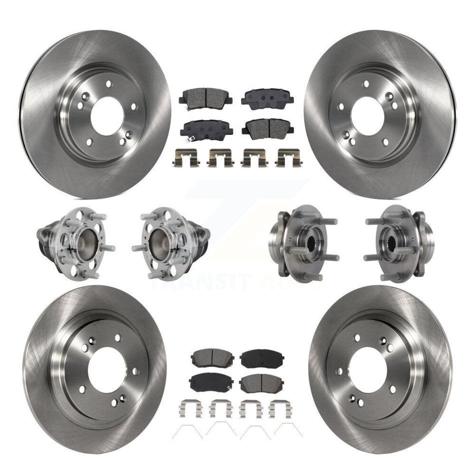 Front Rear Hub Bearings Disc Brake Rotors And Pads Kit (10Pc) For Hyundai Elantra GT KBB-131150