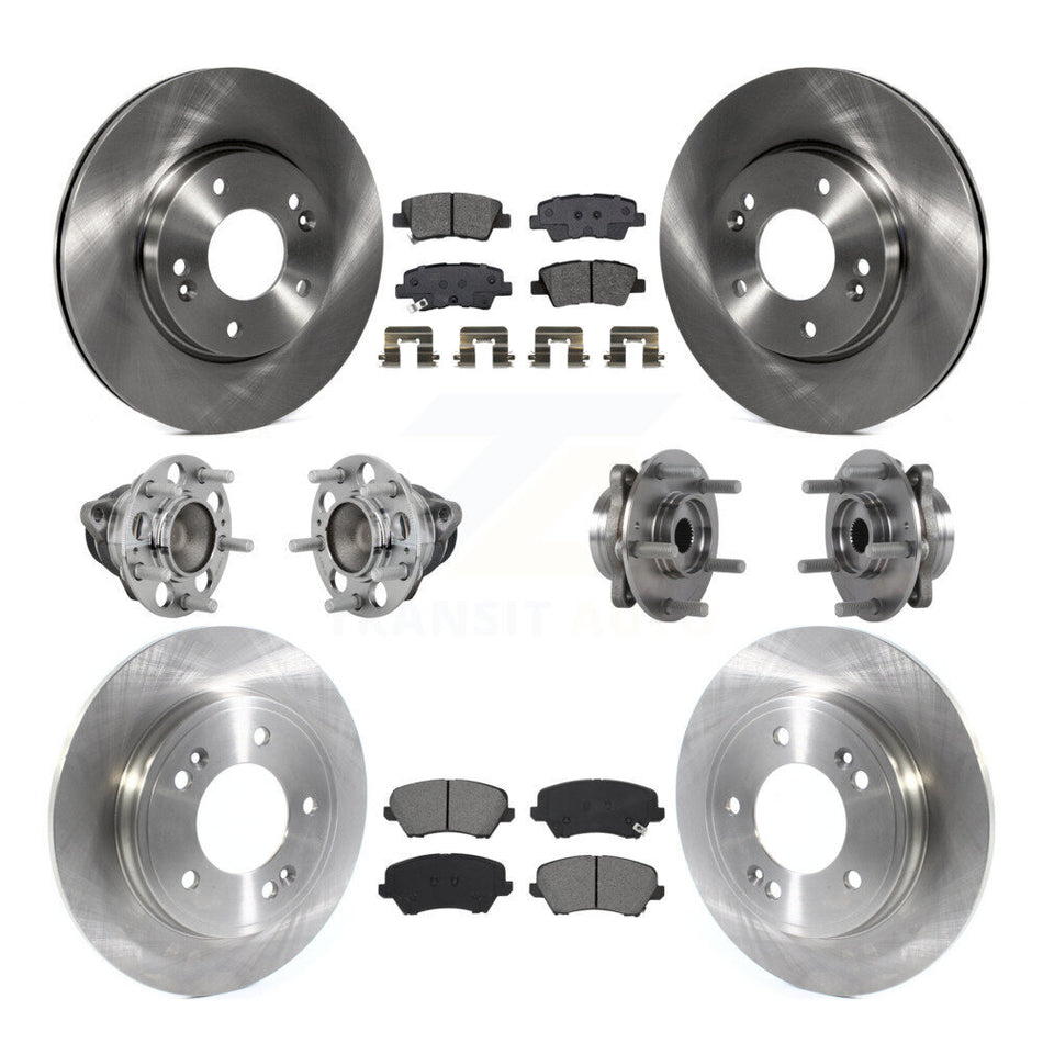 Front Rear Hub Bearing Assembly Disc Brake Rotor And Pads Kit (10Pc) For Hyundai Veloster KBB-131152