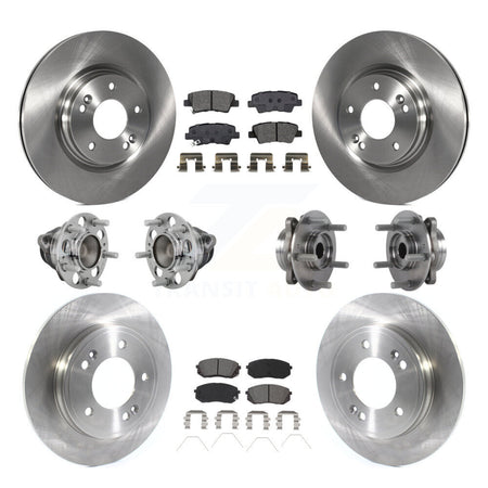 Front Rear Hub Bearing Disc Brake Rotor And Pad Kit (10Pc) For Kia Forte Hyundai Veloster KBB-131153