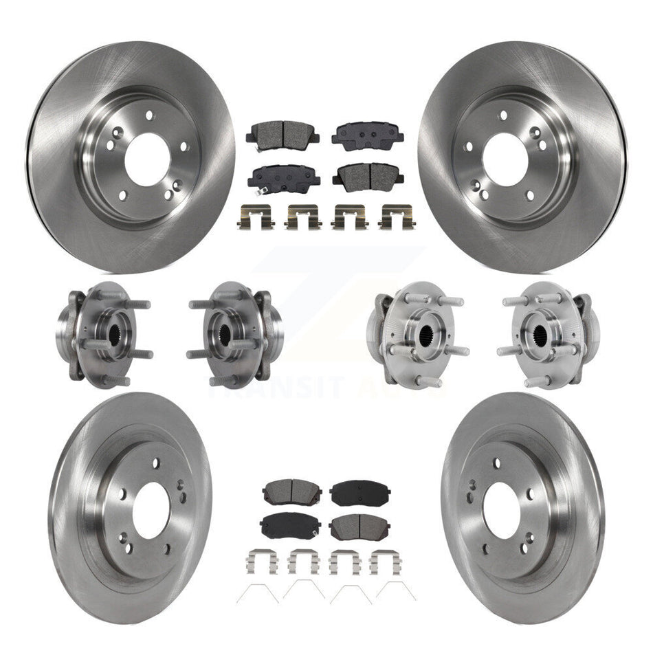 Front Rear Hub Bearings Disc Brake Rotors And Pads Kit (10Pc) For 2022 Hyundai Kona AWD KBB-131157