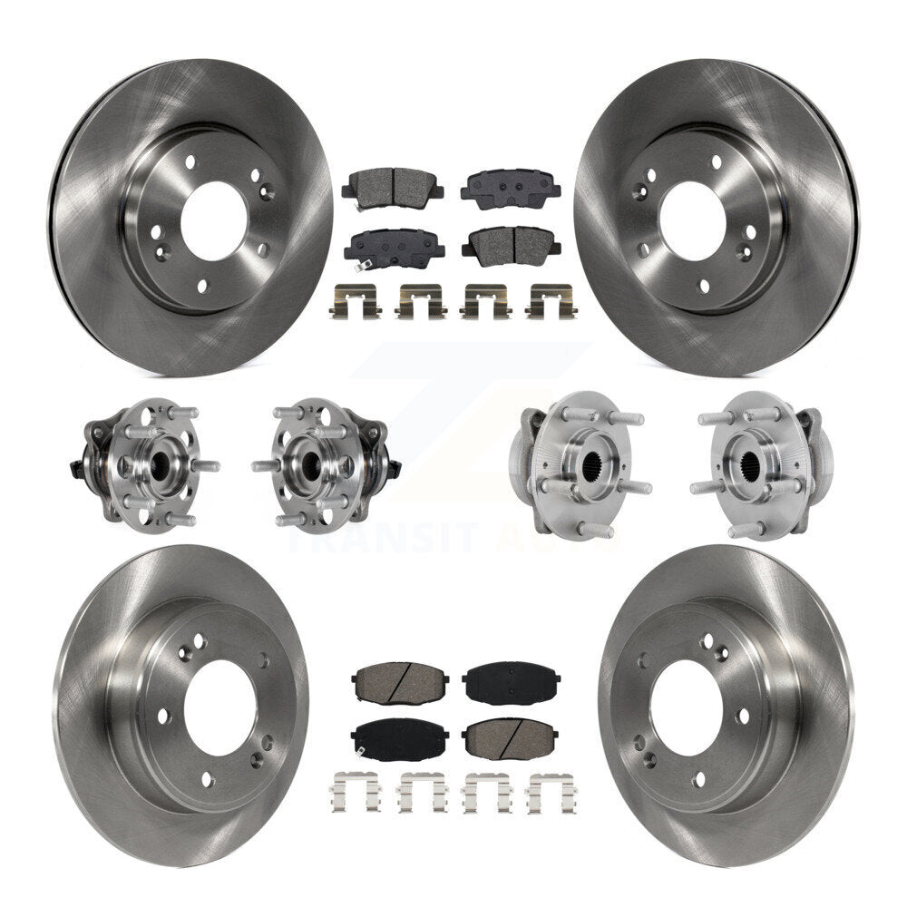 Front Rear Hub Bearing Brake Rotor And Pad Kit (10Pc) For 2022 Hyundai Kona FWD with 2.0L KBB-131158