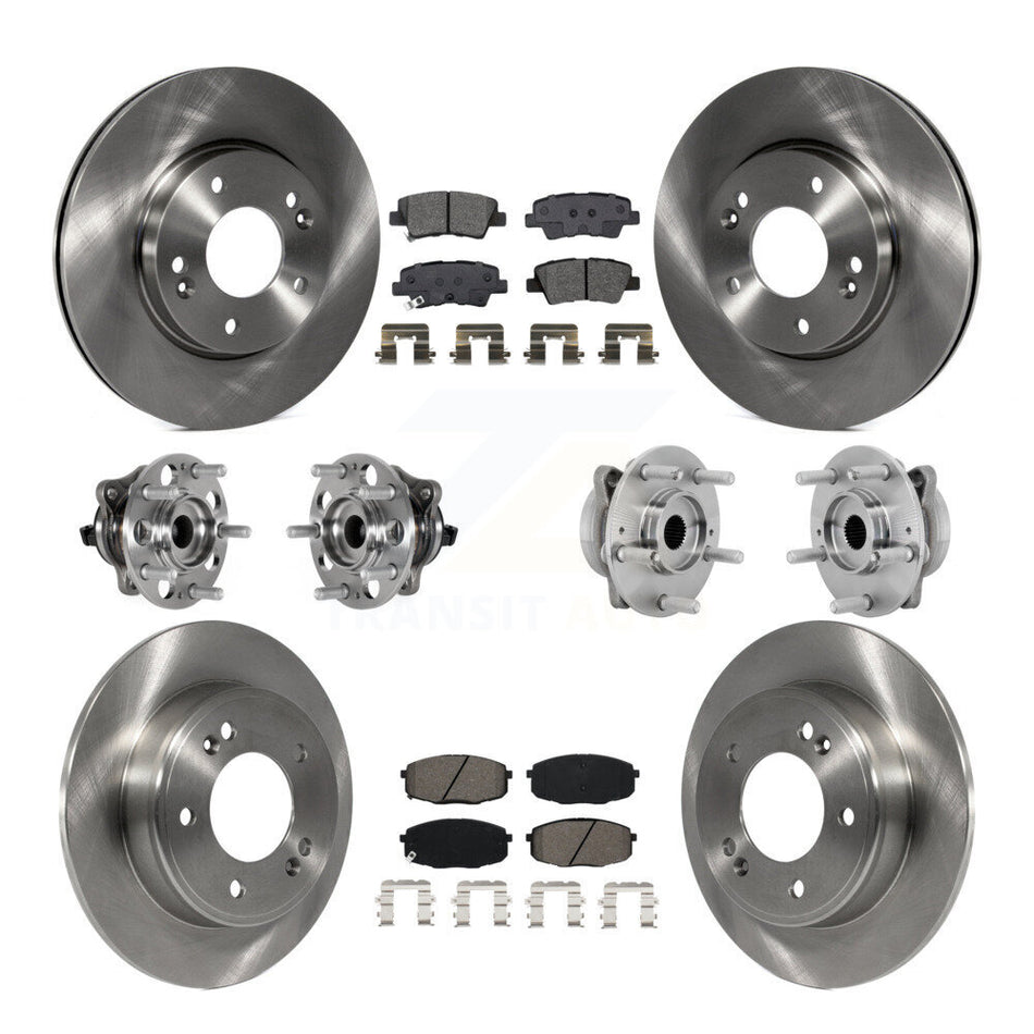 Front Rear Hub Bearing Brake Rotor And Pad Kit (10Pc) For 2022 Hyundai Kona FWD with 2.0L KBB-131158