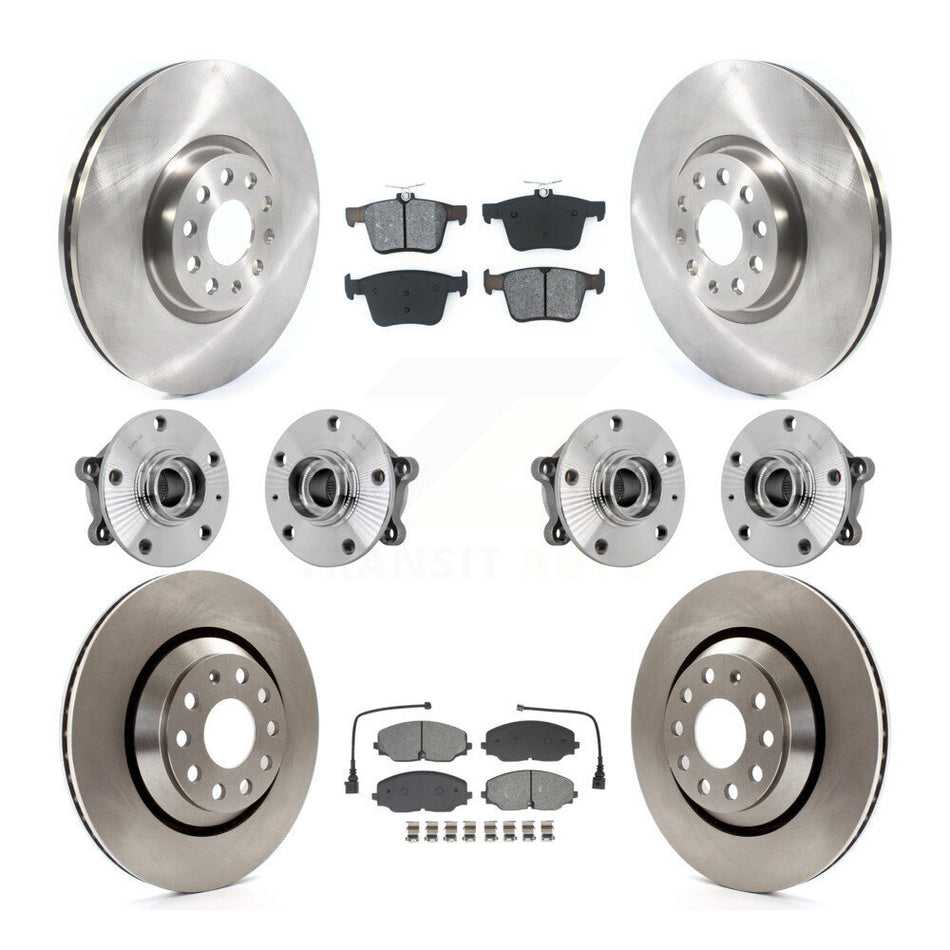 Front Rear Hub Bearing Brake Rotor & Pads Kit (10Pc) For Volkswagen Atlas Cross Sport AWD KBB-131160