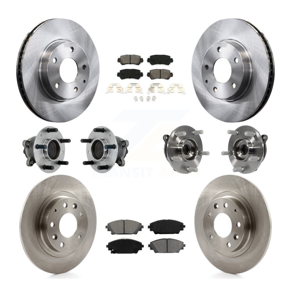 Front Rear Hub Bearing Disc Brake Rotors And Pads Kit (10Pc) For 2016-2018 Mazda CX-3 FWD KBB-131165