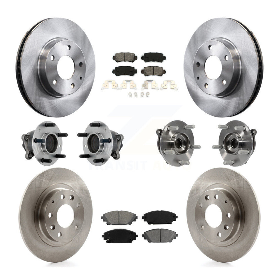 Front Rear Hub Bearing Disc Brake Rotors And Pads Kit (10Pc) For 2016-2018 Mazda CX-3 FWD KBB-131165