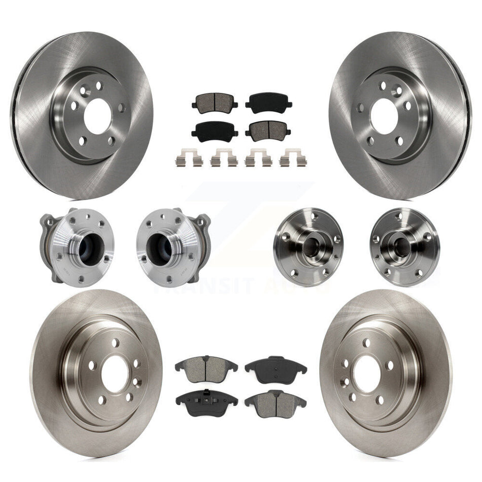 Front Rear Hub Bearings Disc Brake Rotors And Pads Kit (10Pc) For 2013-2014 Volvo S60 FWD KBB-131168