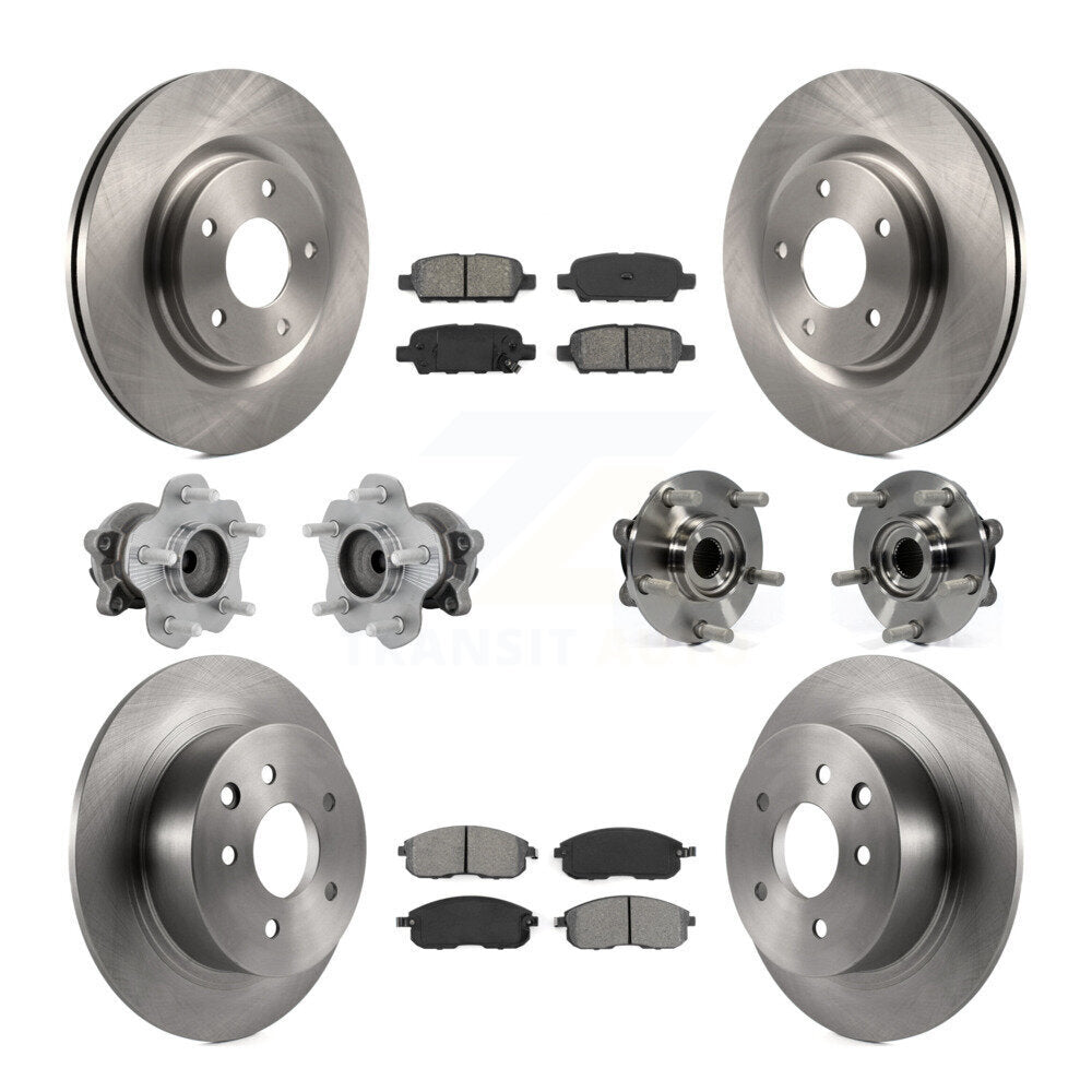 Front Rear Hub Bearing Disc Brake Rotor And Semi-Metallic Pads Kit (10Pc) For Nissan Juke KBB-131186
