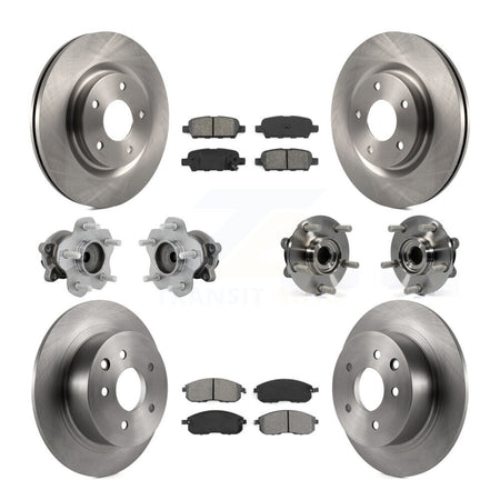 Front Rear Hub Bearing Disc Brake Rotor And Semi-Metallic Pads Kit (10Pc) For Nissan Juke KBB-131186