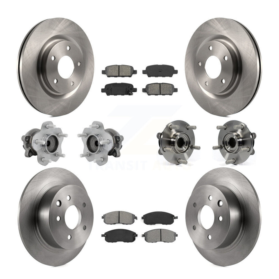 Front Rear Hub Bearing Disc Brake Rotor And Semi-Metallic Pads Kit (10Pc) For Nissan Juke KBB-131186