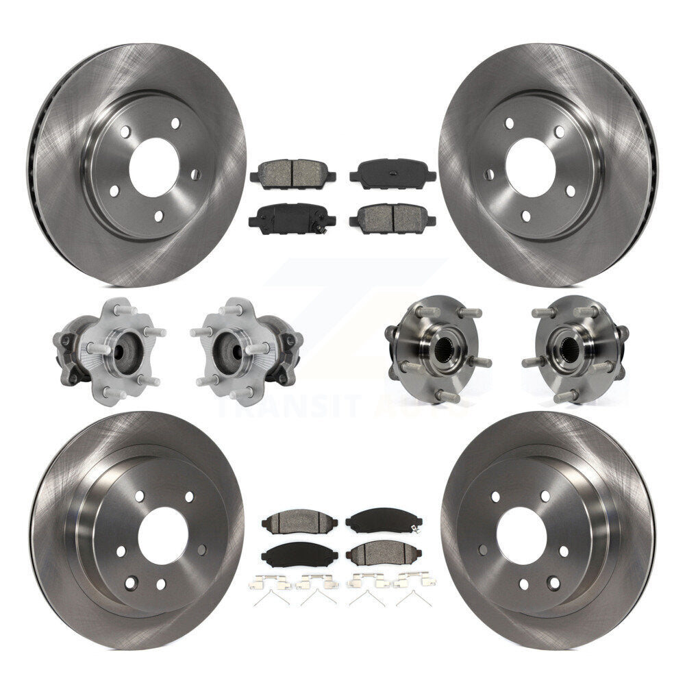 Front Rear Hub Bearings Disc Brake Rotors And Pads Kit (10Pc) For 2011-2012 Nissan LEAF KBB-131187