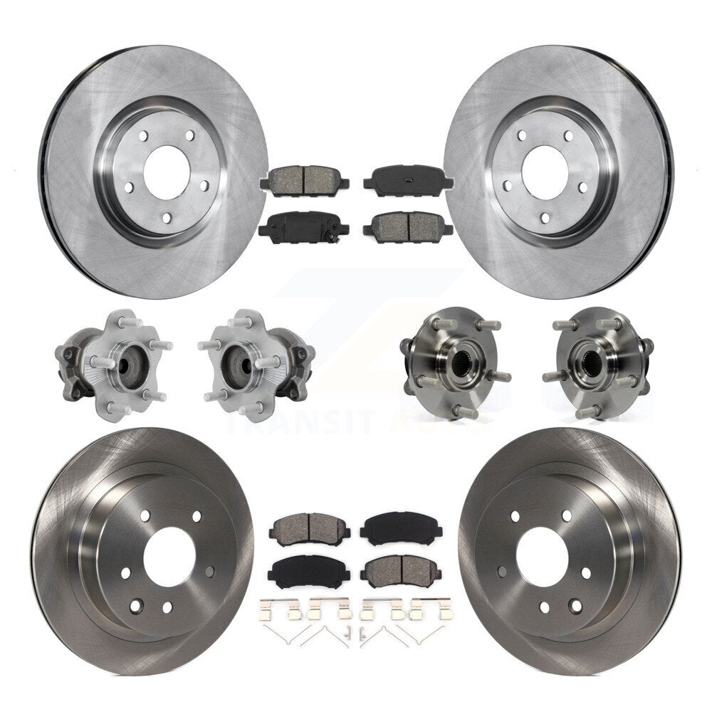 Front Rear Hub Bearing Brake Rotor Pad Kit (10Pc) For 14-17 Nissan Juke Nismo RS with FWD KBB-131188