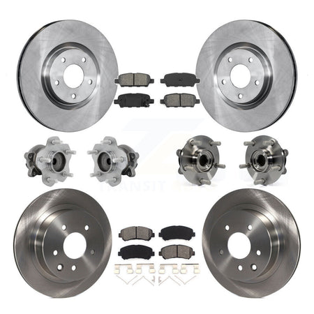 Front Rear Hub Bearing Brake Rotor Pad Kit (10Pc) For 14-17 Nissan Juke Nismo RS with FWD KBB-131188