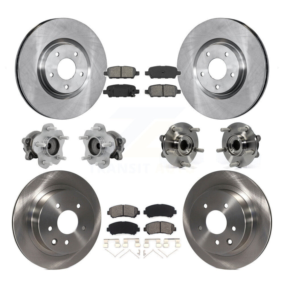 Front Rear Hub Bearing Brake Rotor Pad Kit (10Pc) For 14-17 Nissan Juke Nismo RS with FWD KBB-131188