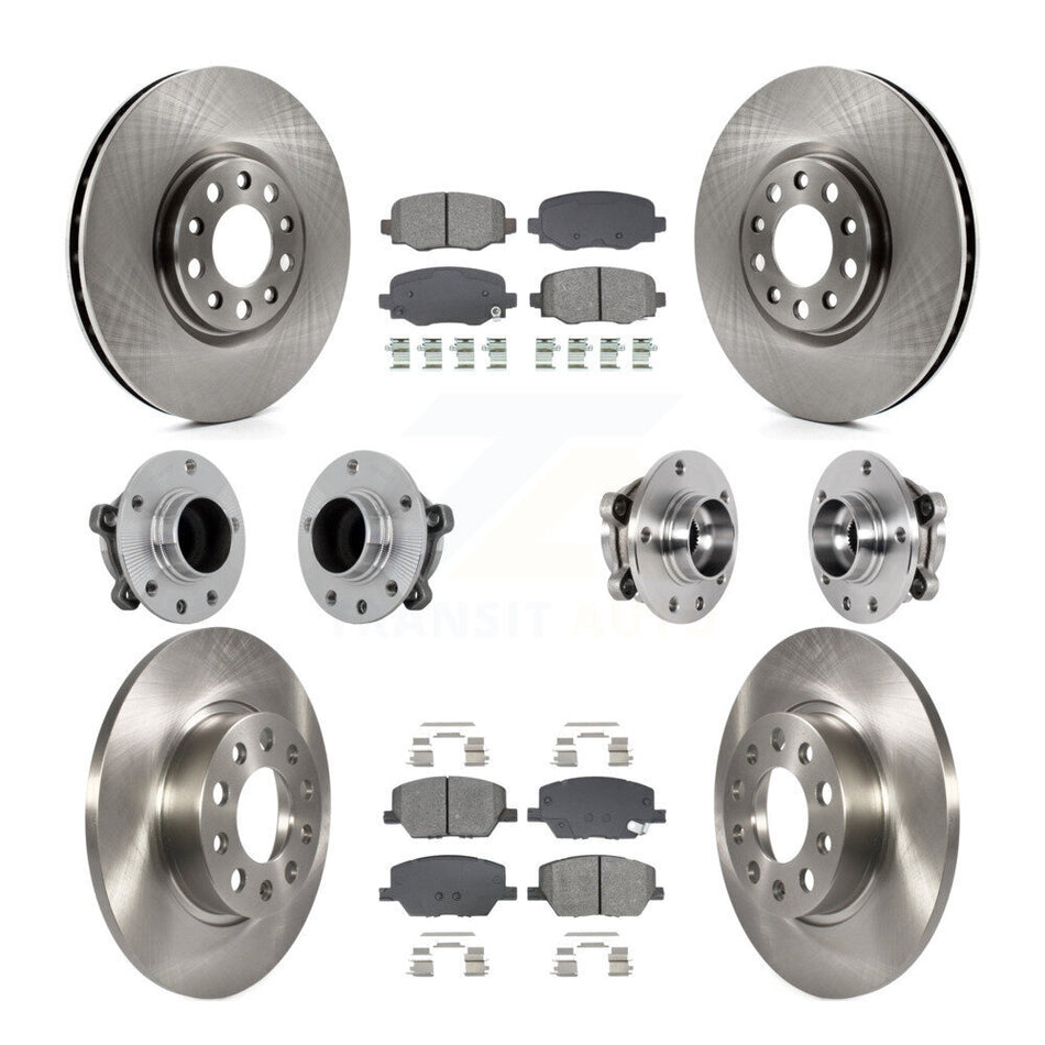 Front Rear Hub Bearing Disc Brake Rotor & Pads Kit (10Pc) For Jeep Renegade Fiat 500X FWD KBB-131189